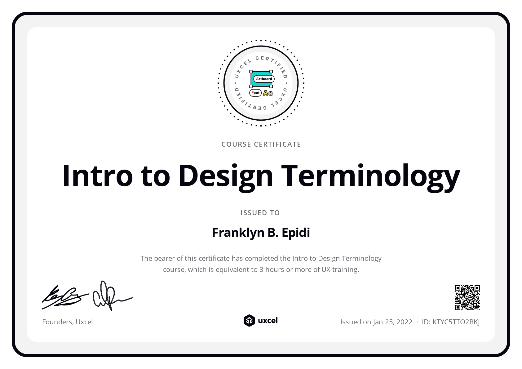 Franklyn's certificate